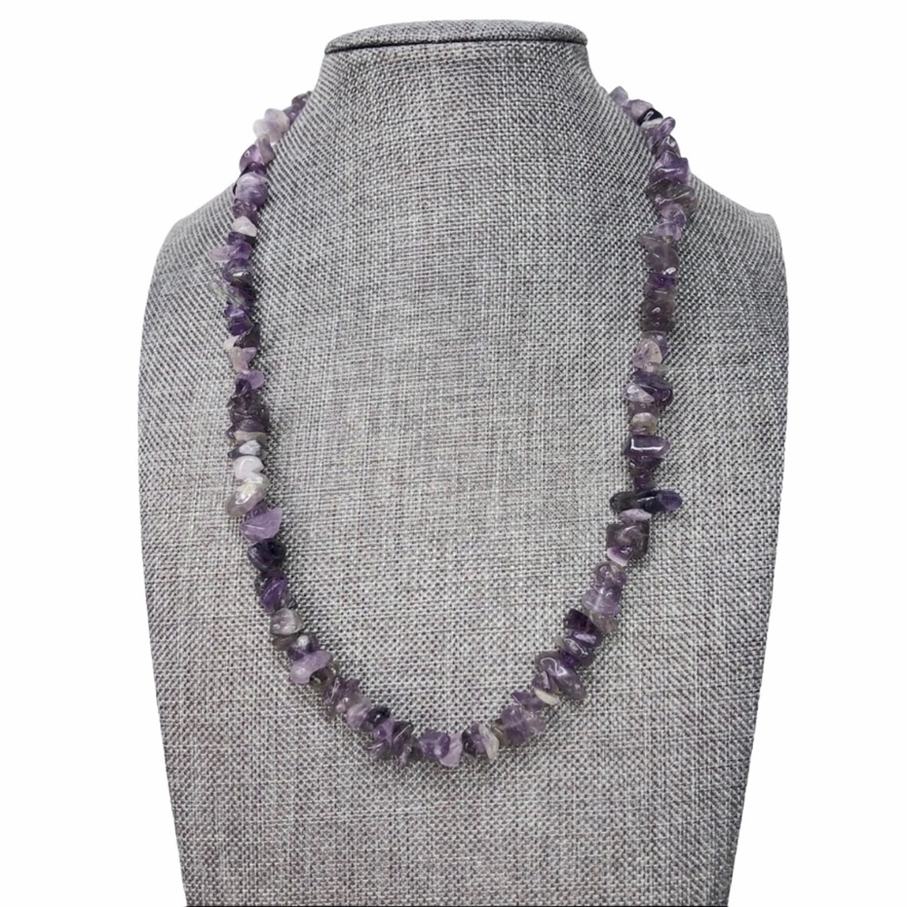Amethyst Chip Genuine Stone Necklace